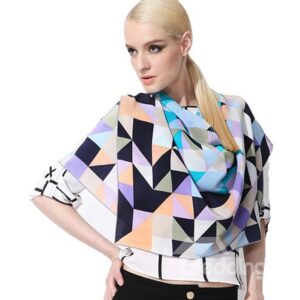 Stylish Geometric Checks Patterns Soft Mulberry Silk Square Scarf