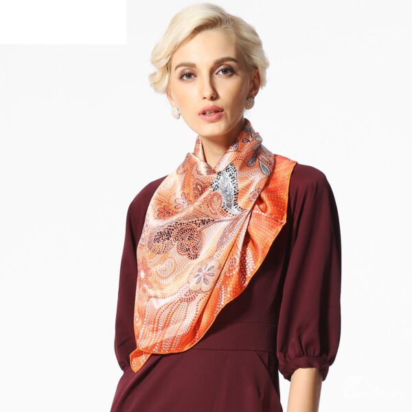 Beautiful Flower and Spot Pattern Beautiful Silk Square Scarf