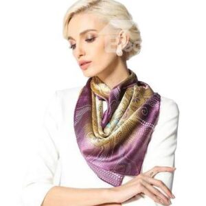 Beautiful Purple Flower and Spot Pattern Beautiful Silk Square Scarf
