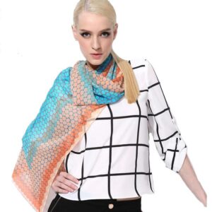 Cute Dots Scattered Blue Long Mulberry Silk Scarf