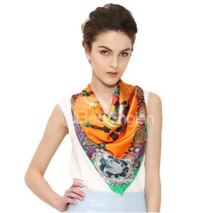Knights With Four Diamond Orange Beautiful Square Silk Scarf