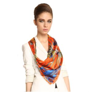 Wagon and Windmill Time Pink Beautiful Square Silk Scarf