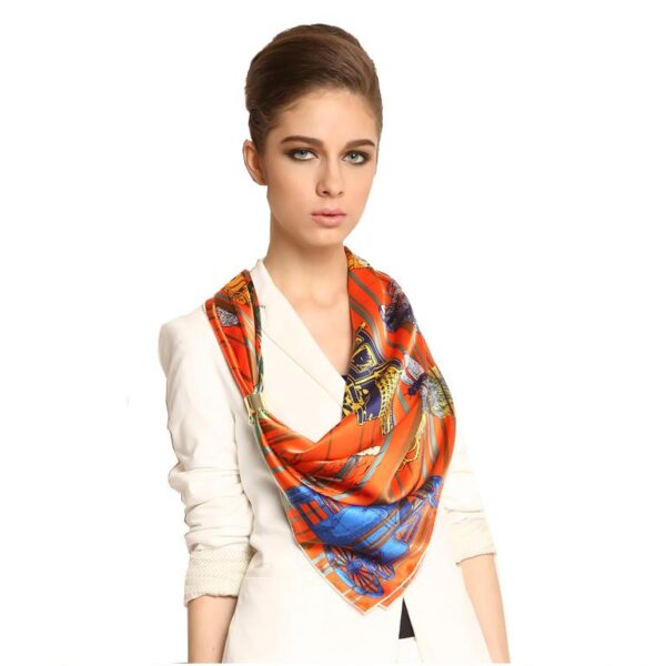 Wagon and Windmill Time Pink Beautiful Square Silk Scarf