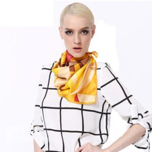 Abstract Bright Yellow Style Design Mulberry Silk Square Scarf