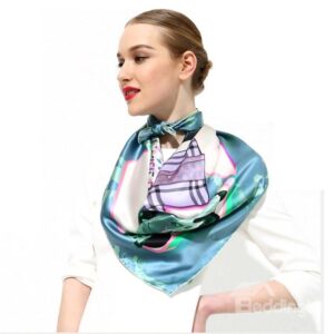 Fashion Element Light Blue Soft Mulberry Silk Square Scarf
