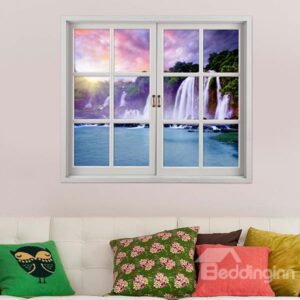 Majestic Waterfall Window View 3D Wall Sticker