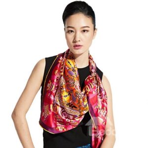Fabulous Artistic Patterns Mulberry Silk Red Square Scarf