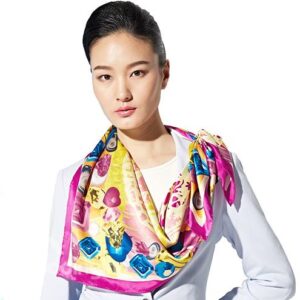 Deluxe Fashion Colorful Jewels Mulberry Silk Purple Square Scarf