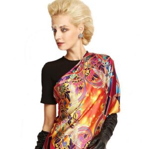 Luxurious Fashion Colorful Flowers and Birds Print Mulberry Silk Square Scarf
