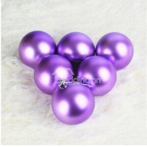 Elegent Flat Purple 5cm Christmas Ball 6 Pieces