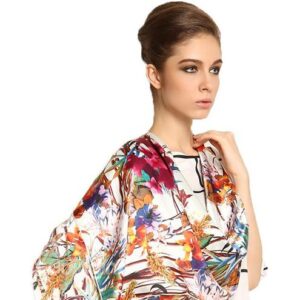 High Quality Graceful Various Leaves Print Mulberry Silk Square Scarf