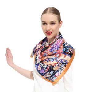 Deluxe Colorful Flowers Patterns Mulberry Silk Square Scarf