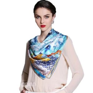Beautiful Swan And Dragonfly Printed Casual Square Silk Scarf