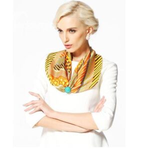 Classic Yellow Dots and Strap Design Beautiful Silk Square Scarf