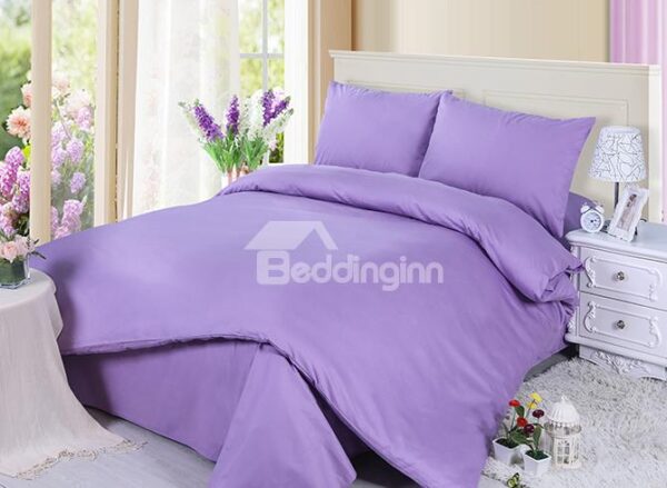 Noble Romantic Pure Purple 4-Piece Cotton Duvet Cover Sets