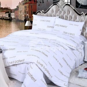 Stylish Letter Design 4-Piece Cotton Duvet Cover Sets