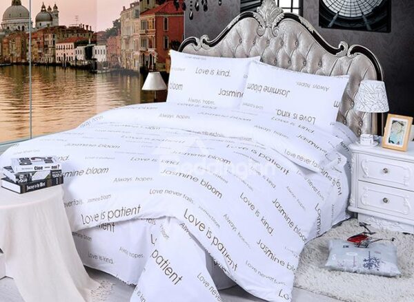 Stylish Letter Design 4-Piece Cotton Duvet Cover Sets