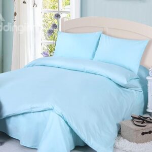 Contracted Solid Color Style 4-Piece Blue Duvet Cover Sets