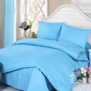 Hot Selling Solid Blue 4-Piece Duvet Cover Sets