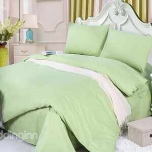 Fresh Solid Color Style Green 4-Piece Duvet Cover Sets
