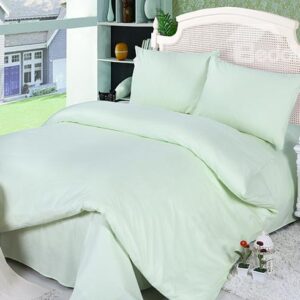 Refreshing Pure Green Comfy Cotton 4-Piece Duvet Cover Sets