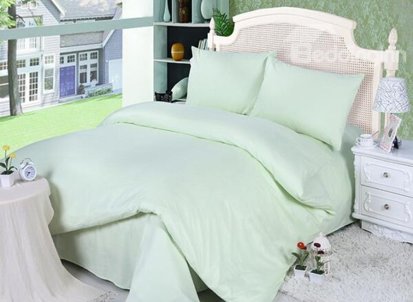 Refreshing Pure Green Comfy Cotton 4-Piece Duvet Cover Sets