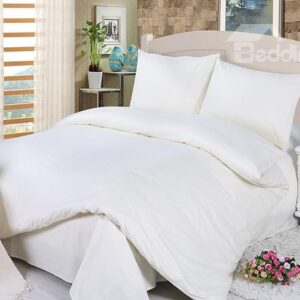 Simple Solid Color Design White 4-Piece Duvet Cover Sets