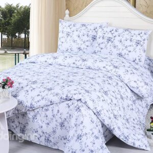 Fresh Pastoral Blue Flowers Print 4-Piece Cotton Duvet Cover Sets