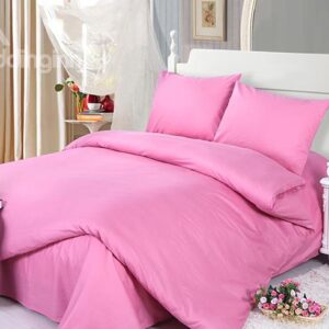 Solid Rosy 100% Cotton 4-Piece Duvet Cover Sets