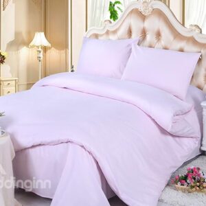 Zipper Design Sweet Pure Pink 4-Piece Duvet Cover Sets
