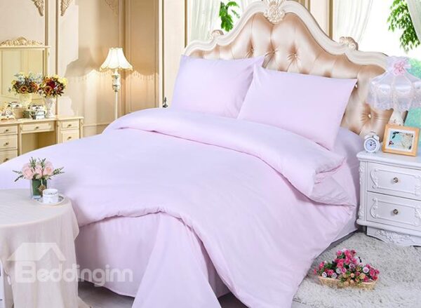 Zipper Design Sweet Pure Pink 4-Piece Duvet Cover Sets