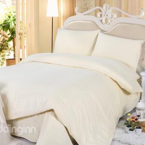 Chic Yellow Stripe 100% Cotton 4-Piece Duvet Cover Sets