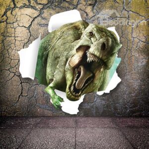 Marvelous Dinosaur Breaking Through Walls Removable 3D Wall Sticker