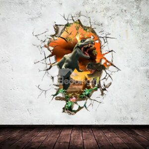 Fierce Dinosaur Breaking Through the Wall 3D Wall Stickers