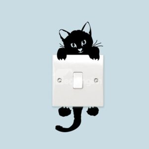 Cute Black Cat Light Switch Removable Sticker