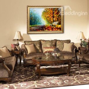 Modern Oil-Painting Peaceful Corner of Park 1-Panel Framed Wall Art Prints
