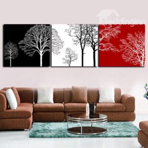 Modern Abstract Trees in 3-Color 3-Panel Wall Art Prints