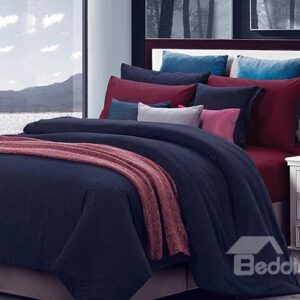 Royal Blue Wine Red Joint-color 4-Piece Duvet Cover Sets
