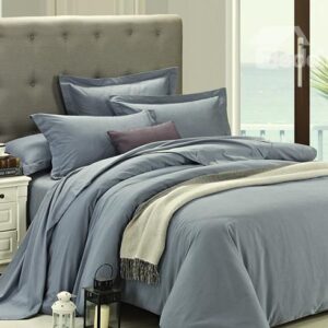 Grazioso Solid Gray 4-Piece Cotton Duvet Cover Sets
