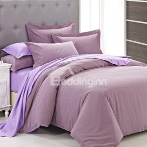 Zipper Design Graceful Solid Pink 4-Piece Duvet Cover Sets