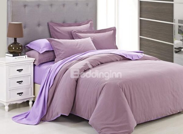Zipper Design Graceful Solid Pink 4-Piece Duvet Cover Sets