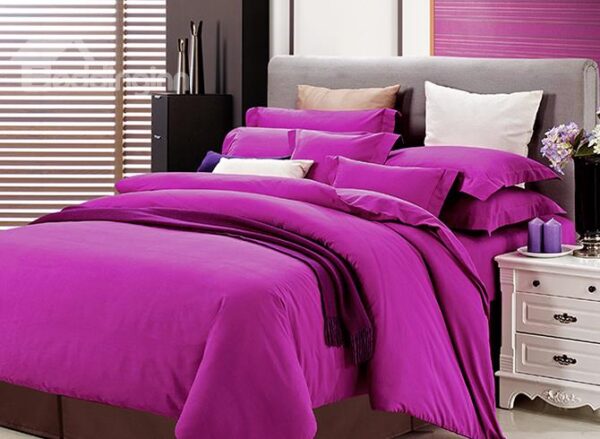 Luxury Contemporary Pure Burgundy 4-Piece Duvet Cover Sets