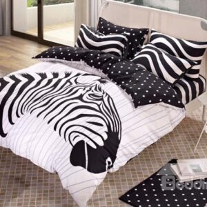 Fashionable Zebra Pattern 100% Cotton 4-Piece Duvet Cover Set