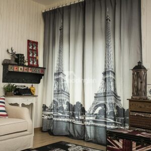 Great Scenic Spot Print Double Pinch Pleat Curtain