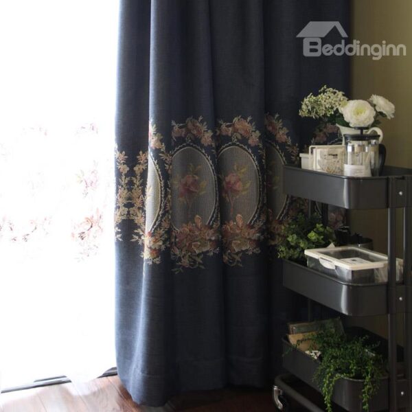 Royal Style High Quality Embroidery Double Pinch Pleat Curtain