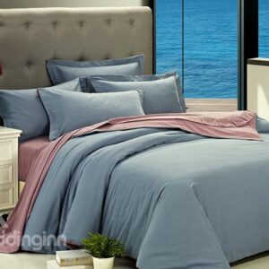 Concise Solid-colored 100% Cotton 4-Piece Duvet Cover Sets