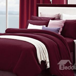 Super Cozy Pure Wine Red 4-Piece Duvet Cover Sets