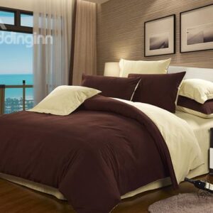 Modern Reversible Pure Colored 4-Piece Duvet Cover Sets