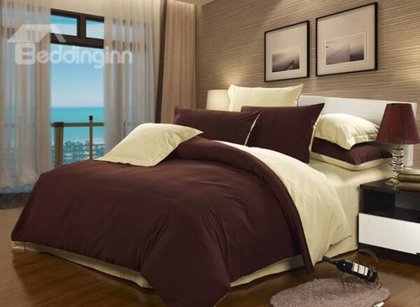 Modern Reversible Pure Colored 4-Piece Duvet Cover Sets