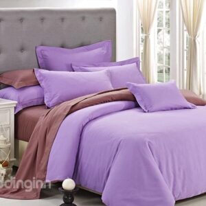 Refreshing Lilac 100% Cotton 4-Piece Duvet Cover Sets